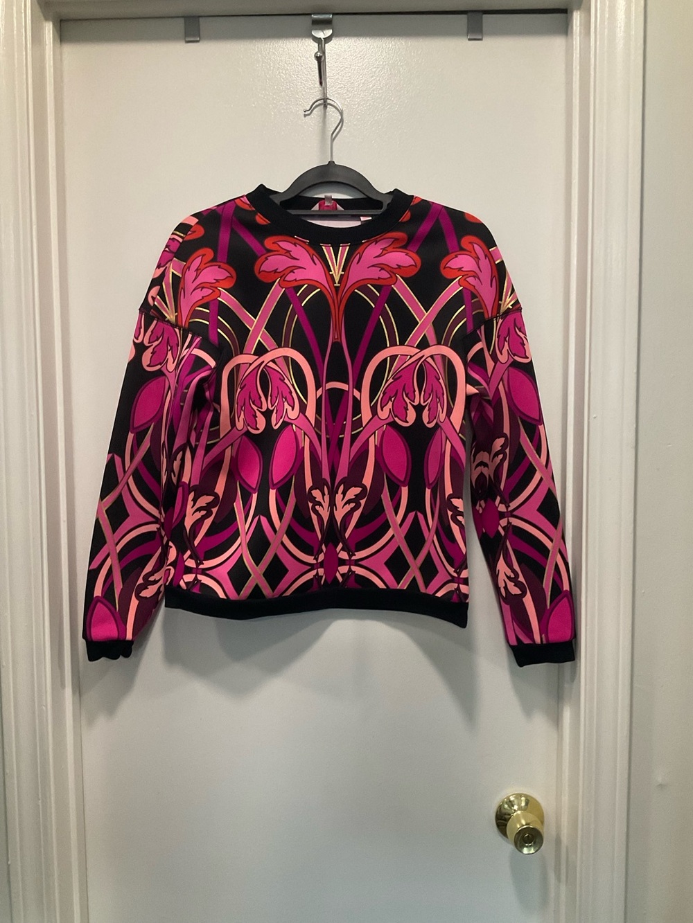 Pink Floral-Print Women's Sweatshirt Jacket
